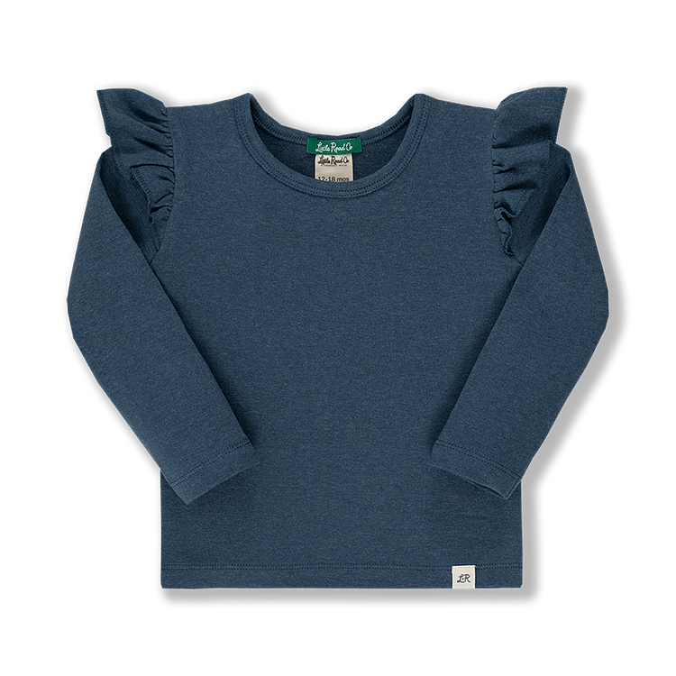 Midnight Long Sleeve Flutter Top