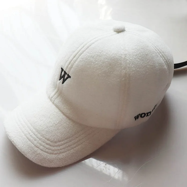 Korean Style Winter Unisex Fleece Warm Cap for Men Baseball Cap W Letter Embroidery Hat for Women INS Outside Sport Riding Cap
