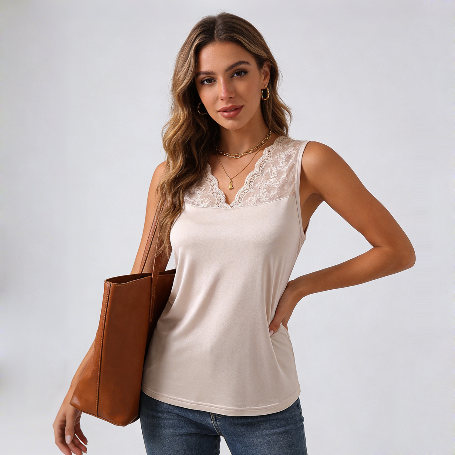 Silk Tank Knitted Lacey Neckline Style REAL SILK LIFE