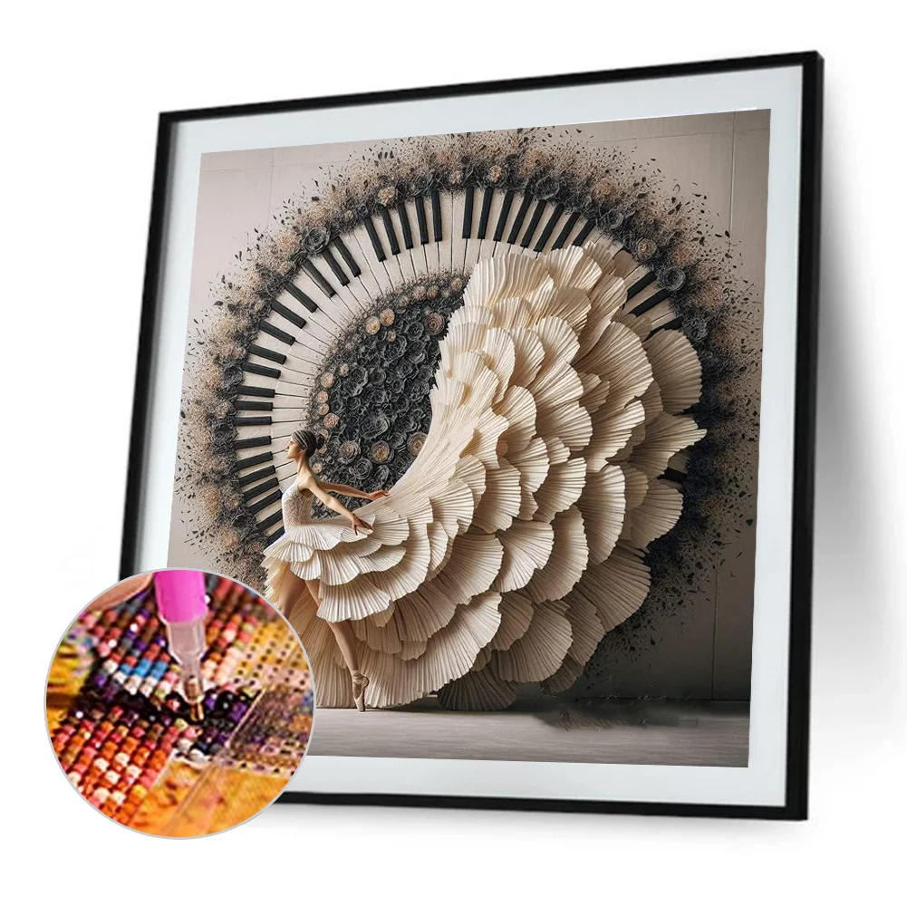 Diamond Painting - Full Round Drill - Piano Girl(Canvas|40*40cm)
