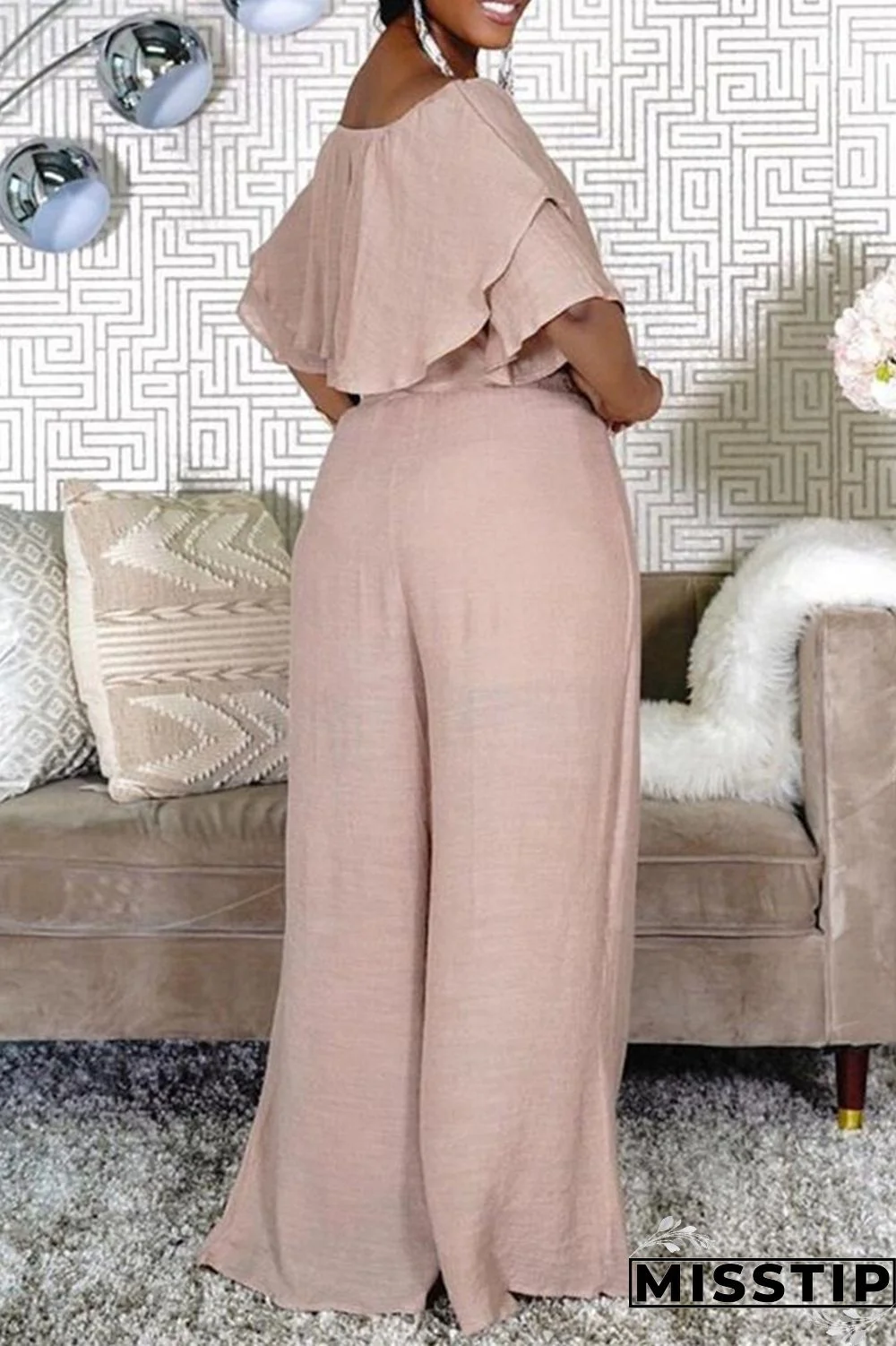 Blue Fashion Casual Solid Patchwork Off the Shoulder Half Sleeve Two Pieces