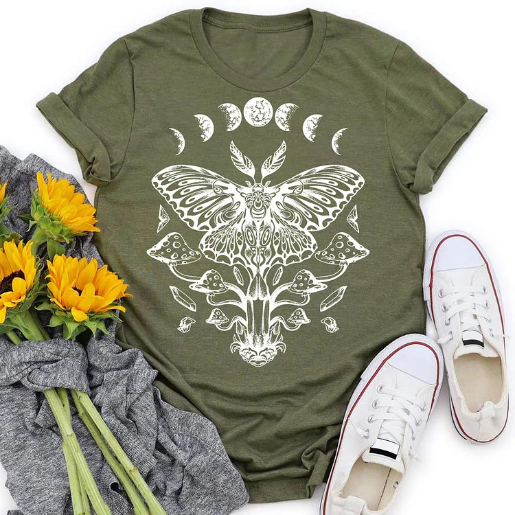 Moth mushroom Celestial Sun and moon T-shirt Tee -05611#537777