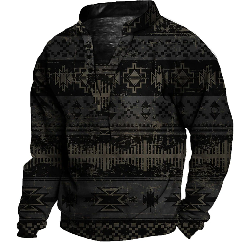 Men's Casual Tribal Graphic Print Long Sleeve Sweatshirt 