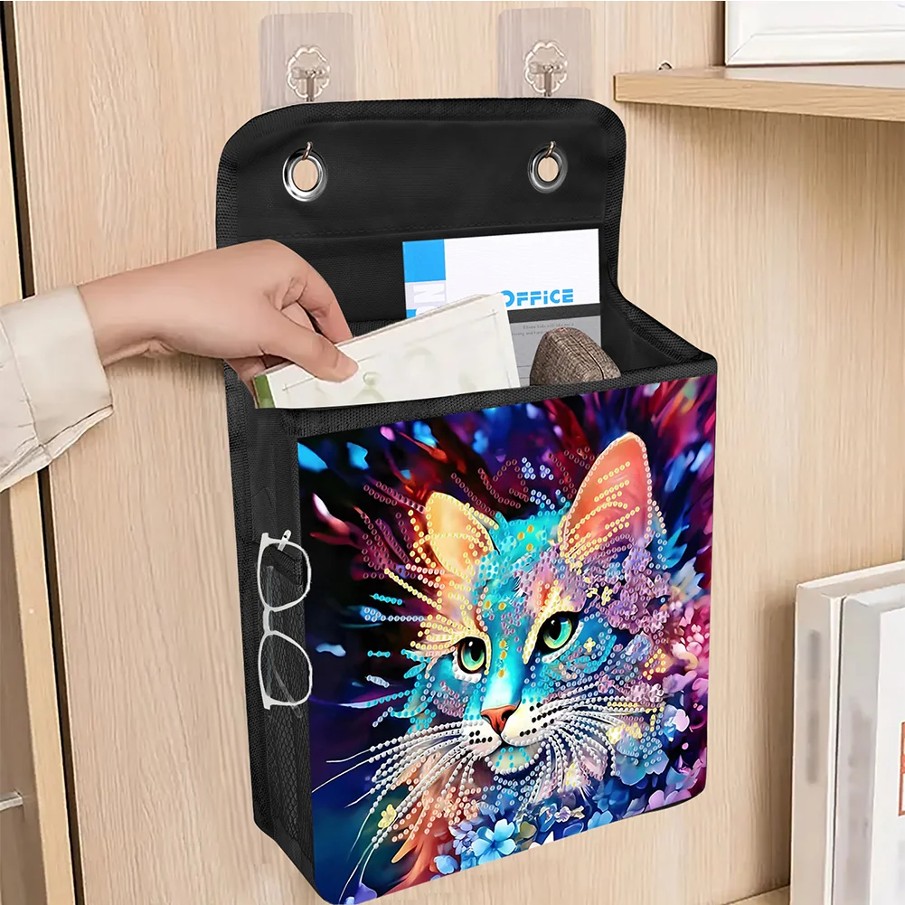 5D DIY Flower Cat Diamond Painting Hanging Storage Bag Diamond Art Organizer Box Home Decor 