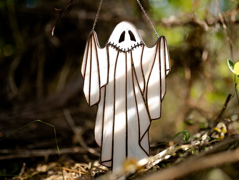 Ghost Halloween decor Stained glass window hangings Halloween image 0
