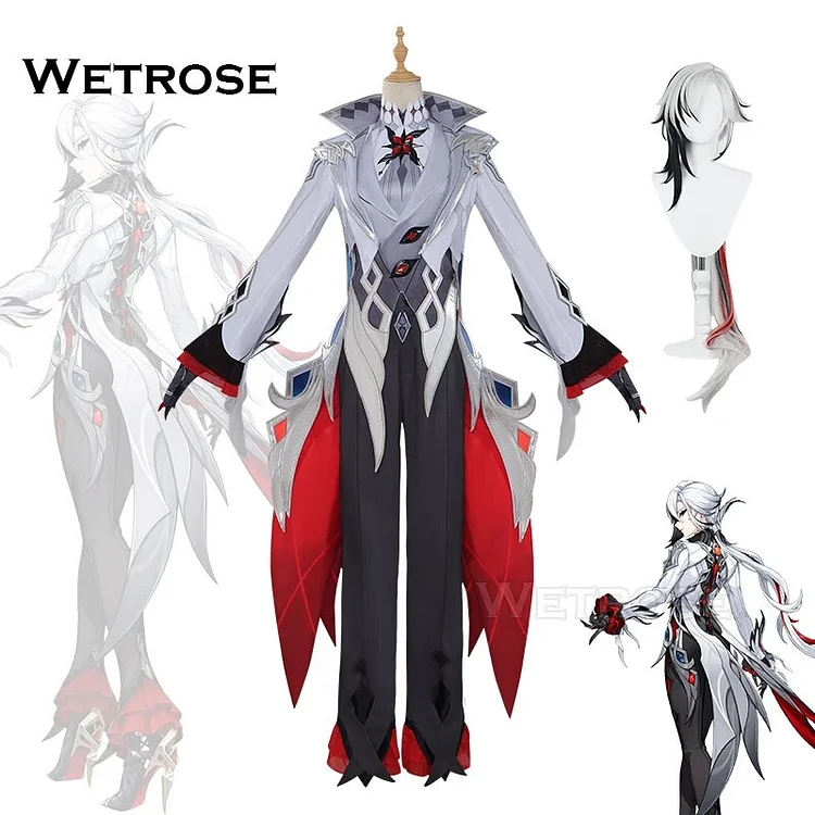 【Wetrose】Arlecchino Knave SR Cosplay Costume 4.6 New Genshin Impact Арлекино Fatui Harbinger Heels Wig Full Set  Wetrose Cosplay