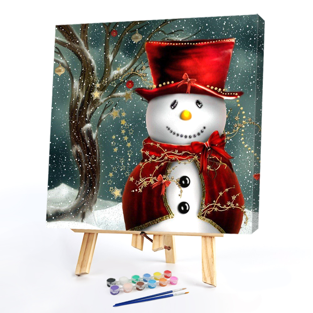 

40*40CM - Paint By Numbers - Snowman Red Hat, 501 Original