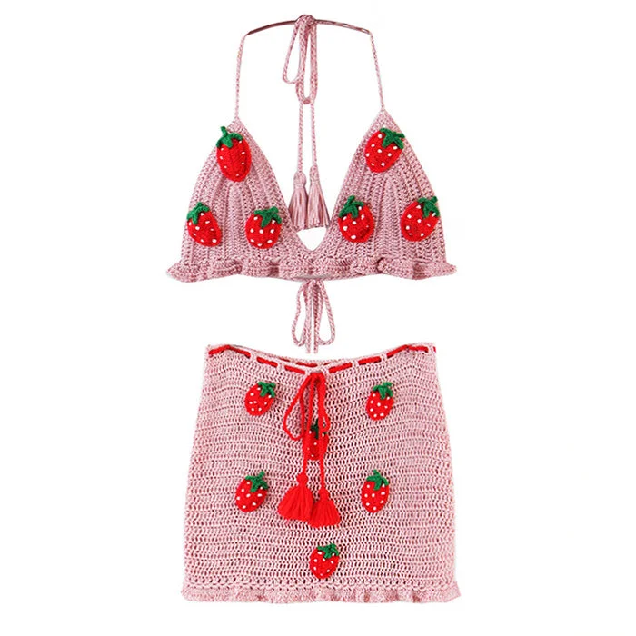 Strawberry Knit Top Skirt Set