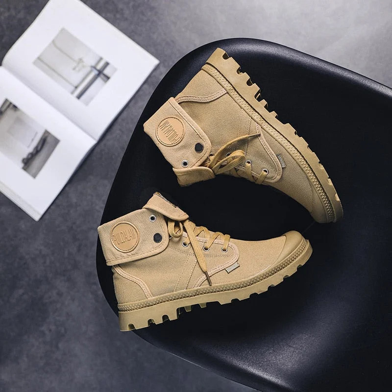 2021 Autumn winter canvas shoes British style Martin boots women's lace-up thick-soled flip-up women's shoes