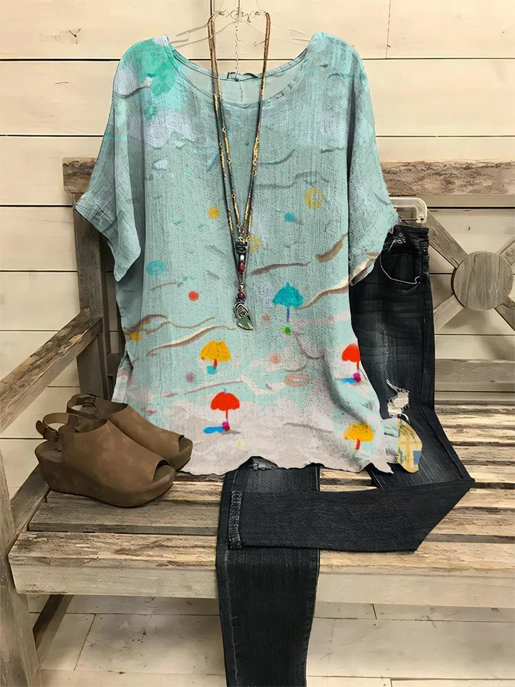 Women's New Summer Creative Printing Half-sleeve Round Neck T-shirt