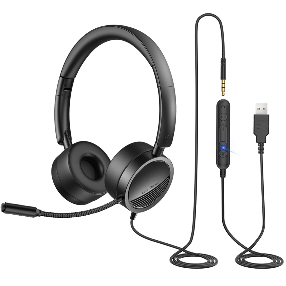 

USB PC Headset 3.5mm Call Center Headphones with Mute Noise Canceling Mic, 501 Original