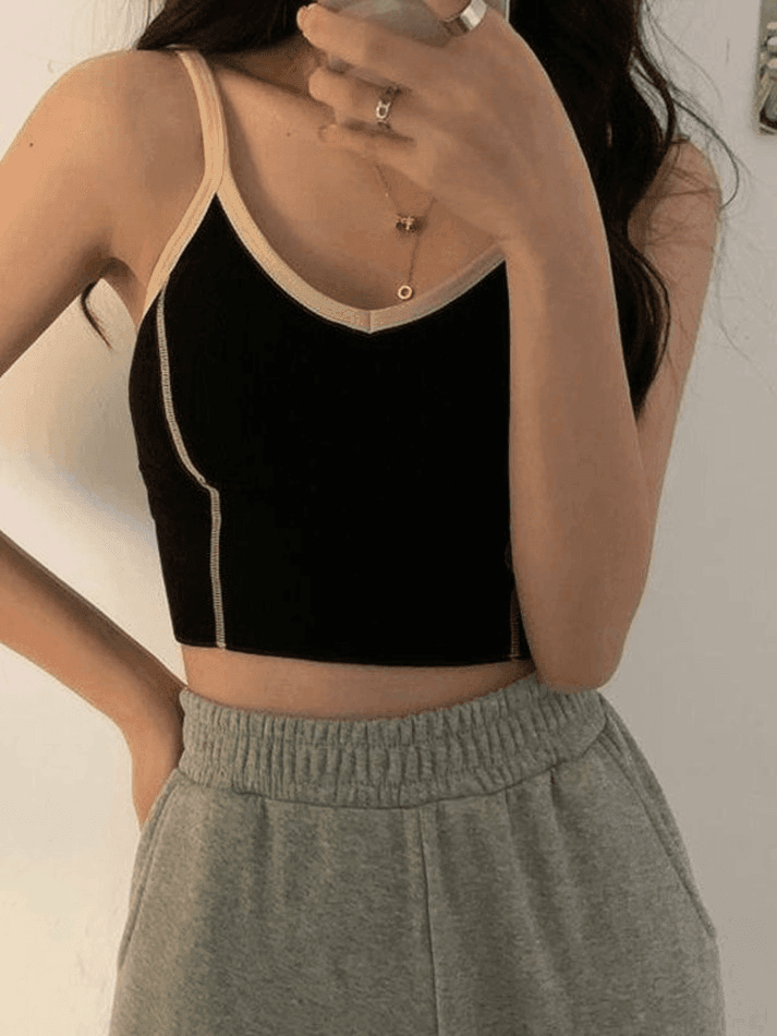 Brownm Padded Crop Cami Top