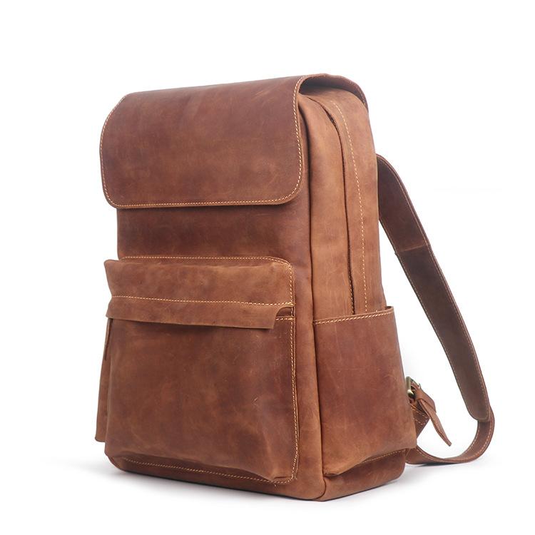 Retro Men's Leather Laptop Backpack