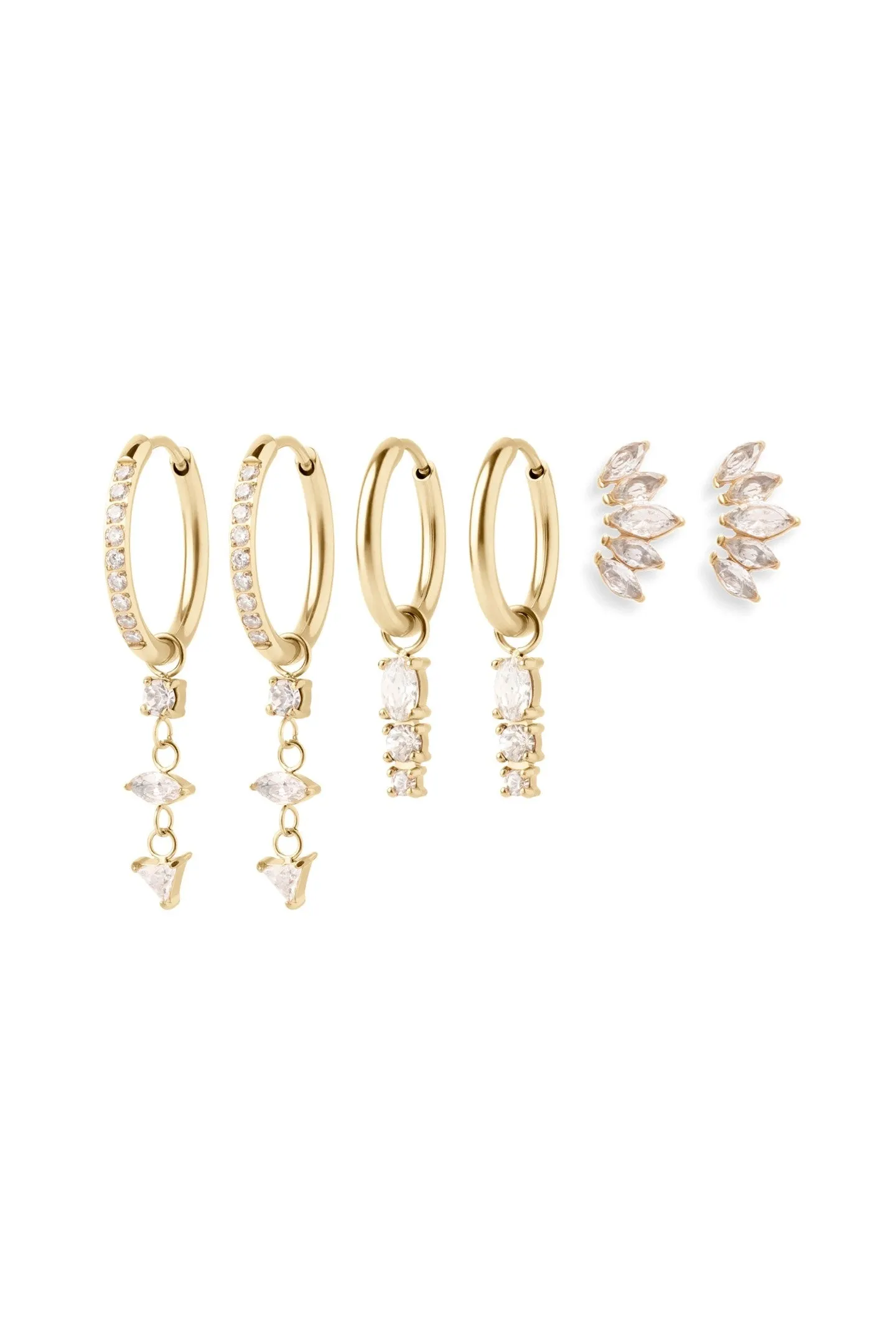 Women's Angel Energy Earring Set &ndash; Three Pairs &ndash; Gold or Silver