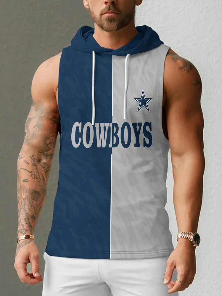 Dallas Cowboys Men's  Casual Comfy Sleeveless Hooded Tank Top