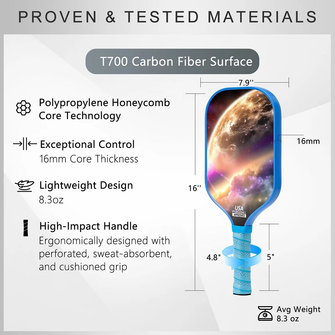 Original Paddle (16mm) T700 Sandblasted Carbon Fiber-Nebula Net