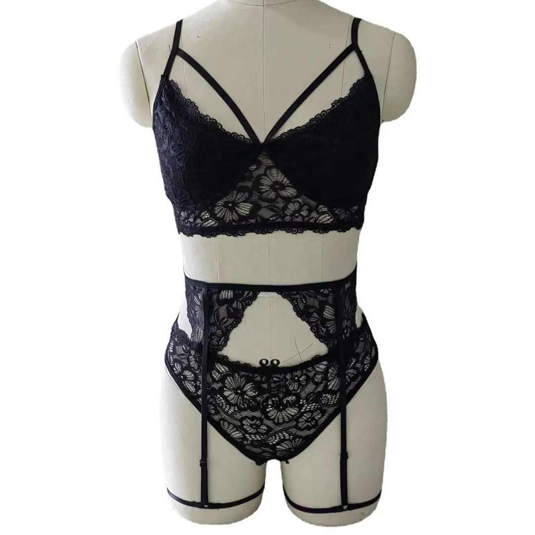 Churchf New Explosion Sexy Christmas Night Shop Collar Collar Bundlings With Leg Ring Lingerie Three-Piece Set
