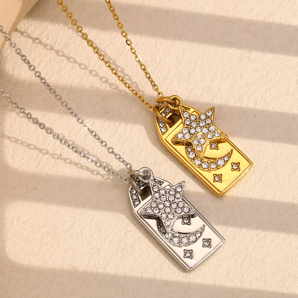 Niche Geometric Personality Pendant Stainless Steel 18K Gold Plated Square Star Pendant Necklace For Women