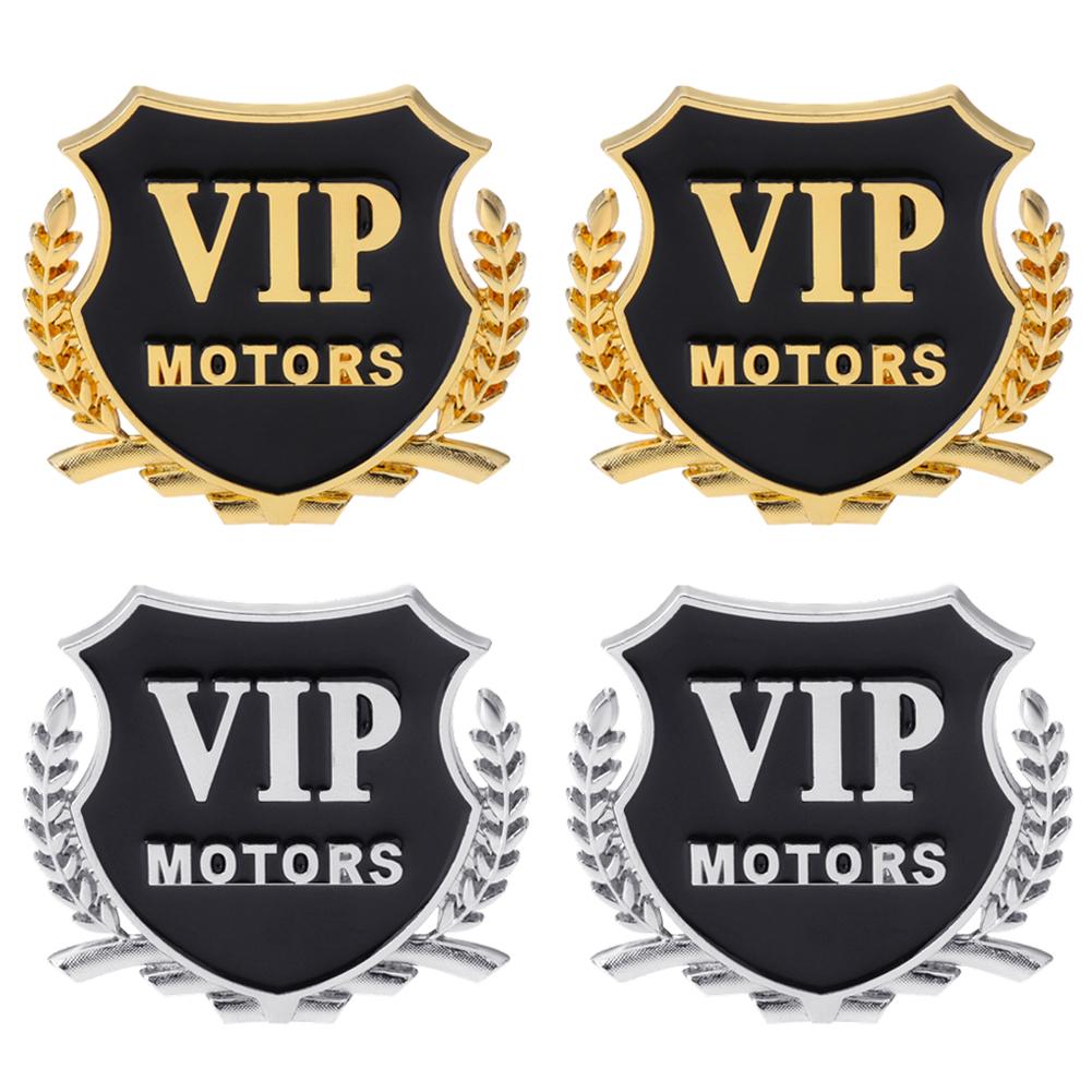 

2pcs Car VIP Pattern Medal Shape 3D Carved Metal Sticker Car External Decal, Golden, 501 Original