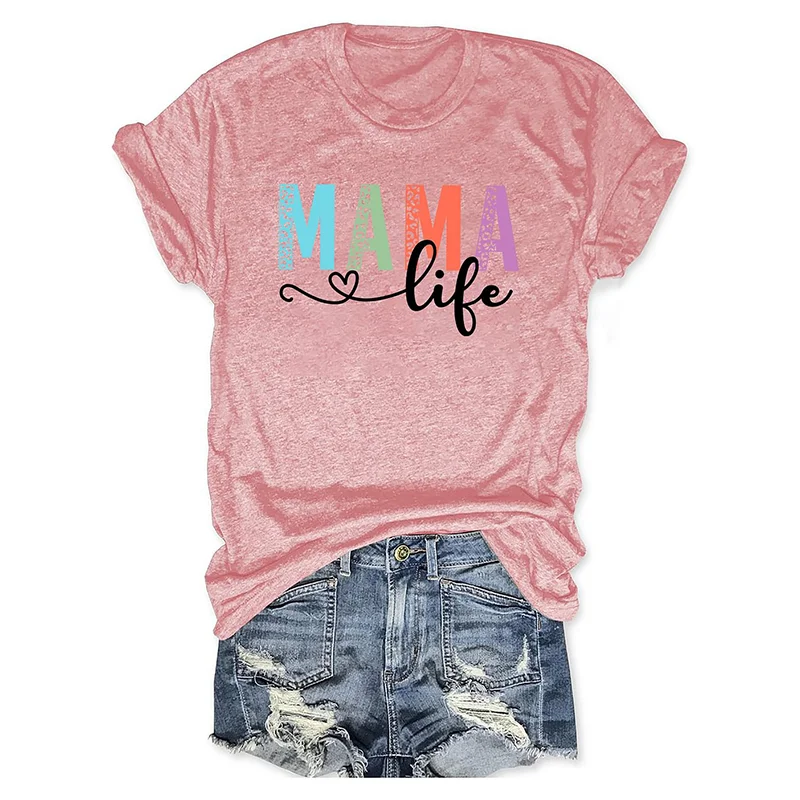 Mama Life Print Casual T-Shirt