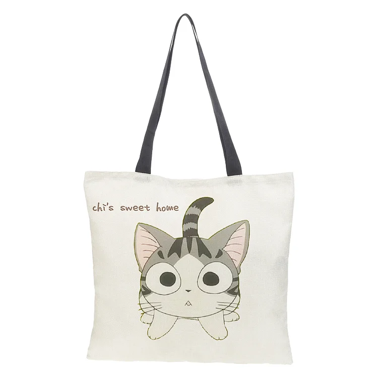 Linen Eco-friendly Tote Bag - Cat