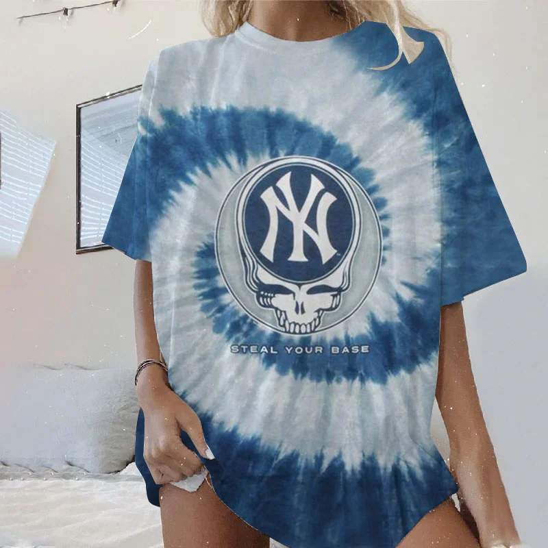  Casual Loose Baseball New York Yankees Print  T-Shirt