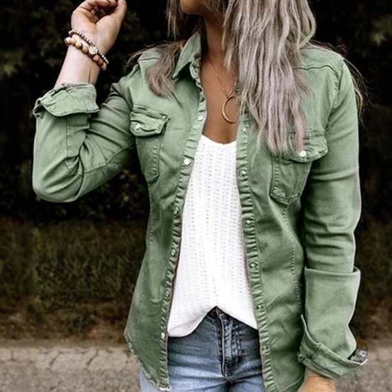 Mature Women Mid-length Denim Jacket