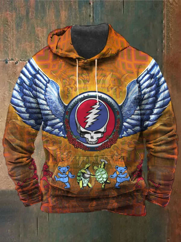 Unisex Skull Bear Print Heavyweight Hoodies