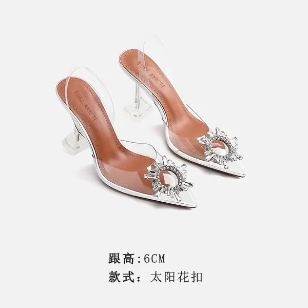 Breakj Breakj Sandals Women 2025 New Summer Transparent Crystal Fairy Wind Fine Heel High Heels High Heels Water Drill Women Shoes