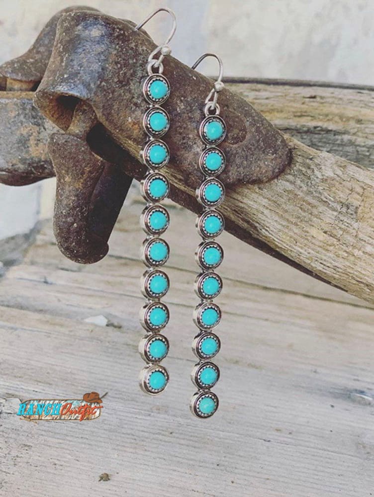 Vintage Alloy Kallaite Round Bead Long Dangle Earring Silver