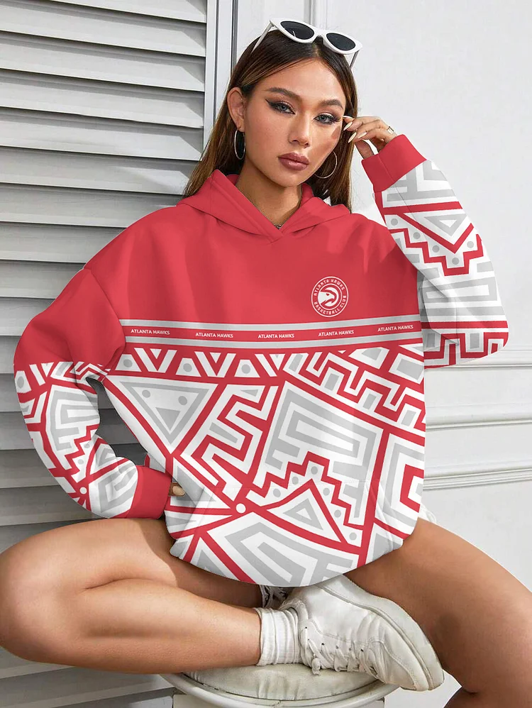 Atlanta Hawks Printed Hooded Pocket Pullover Hoodie