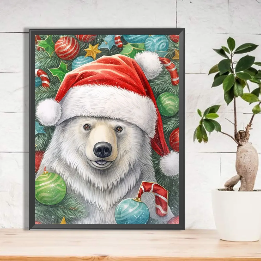 Partial AB Diamond Painting - Full Square Drill - Xmas Bear(Canvas|35*45cm)
