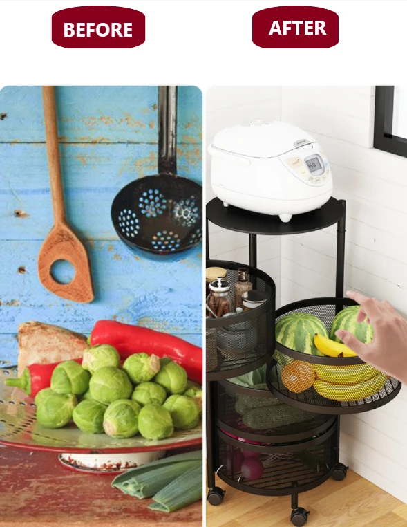 Multi-Tiers Rotating Stainless Steel Kitchen Shelf | 168DEAL