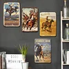 4PCS Western Cowboys Pioneers Indian - Vintage Metal Signs Set - 20*30cm/30*40cm - Western