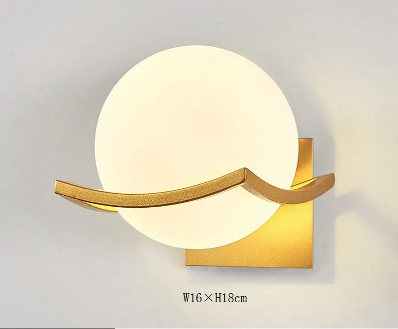 Modern Simple Wall Lamp Light In The Bedroom Creative Ball Glass ...