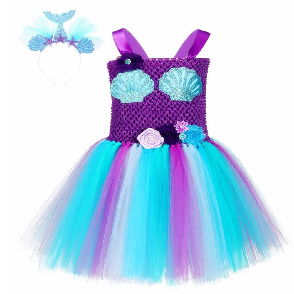 Baby Girl Mermaid Sea Maid Bubble Dress Cosplay Costume Kids