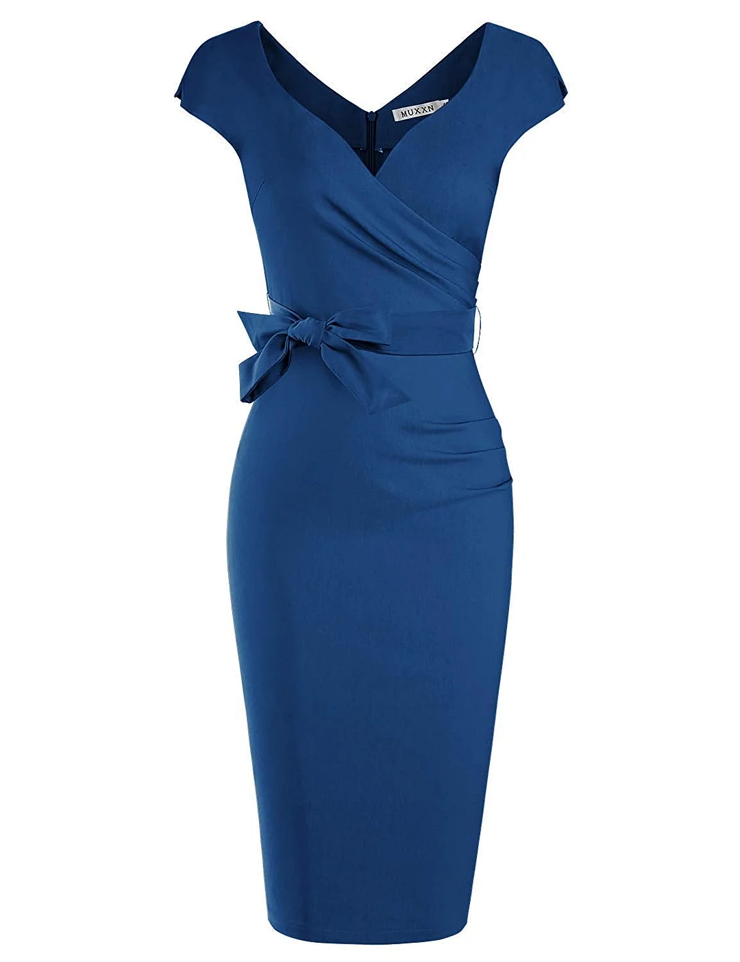Women's Vintage 1950s Style Wrap V Neck Tie Waist Formal Cocktail Dress
