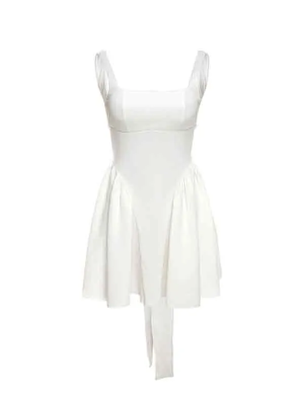 Brownm backless mini dress with lacing and back tie