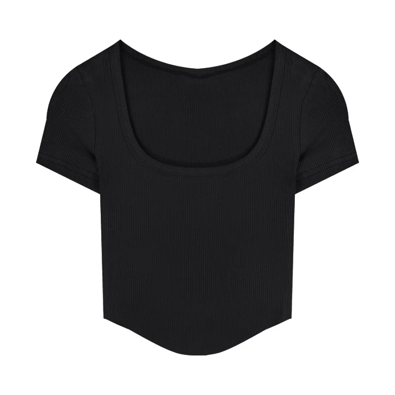 Uveng Uveng T-Shirt Women's 2024 New Irregular High Waist Sexy Hot Girl Short Tight Show Thin Short Sleeve Top