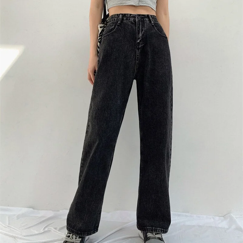 Woman Jeans High Waist Clothes Wide Leg Denim Clothing Blue Streetwear Vintage Quality Fashion Harajuku Straight Pants