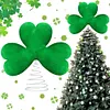 St Patricks Day Tree Topper Green Plush Shamrock with Metal Base for Decor Gift