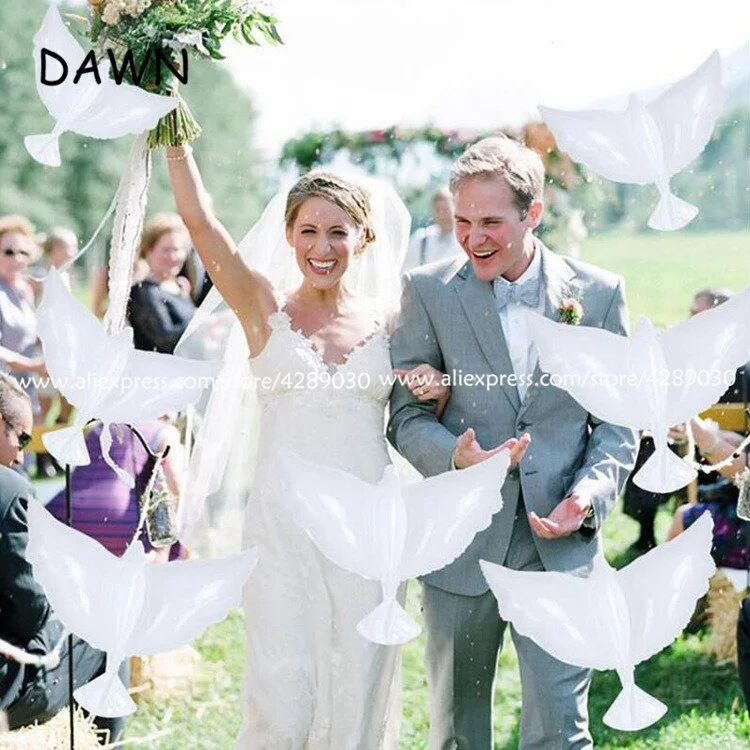 15pcs 104*54cm Flying White Dove Balloons Wedding Globos Balao Dove Balloons Peace Bird Ball Pigeons Peace Dove Foil Balloons