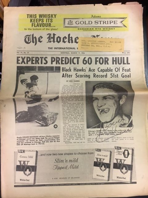 Bobby Hull Signed 1966 The Hockey News