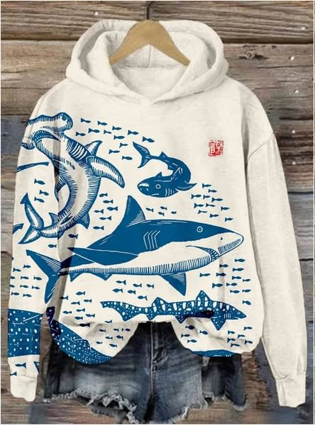 Japanese Lino Art Print Hoodie