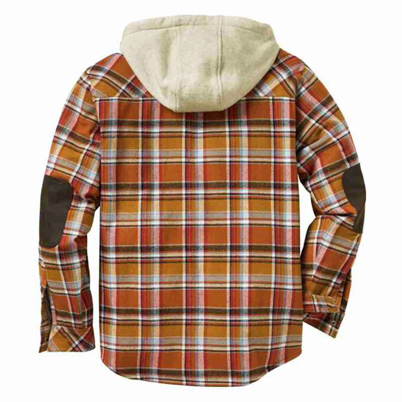 Uveng Uveng Men's Autumn And Winter Plaid Hooded Hooded Shirt Plus Plus Thick Jacket SY0093