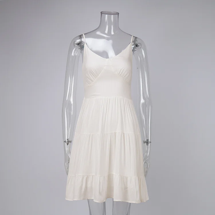 Linen Sleeveless Solid Color Sling Dress