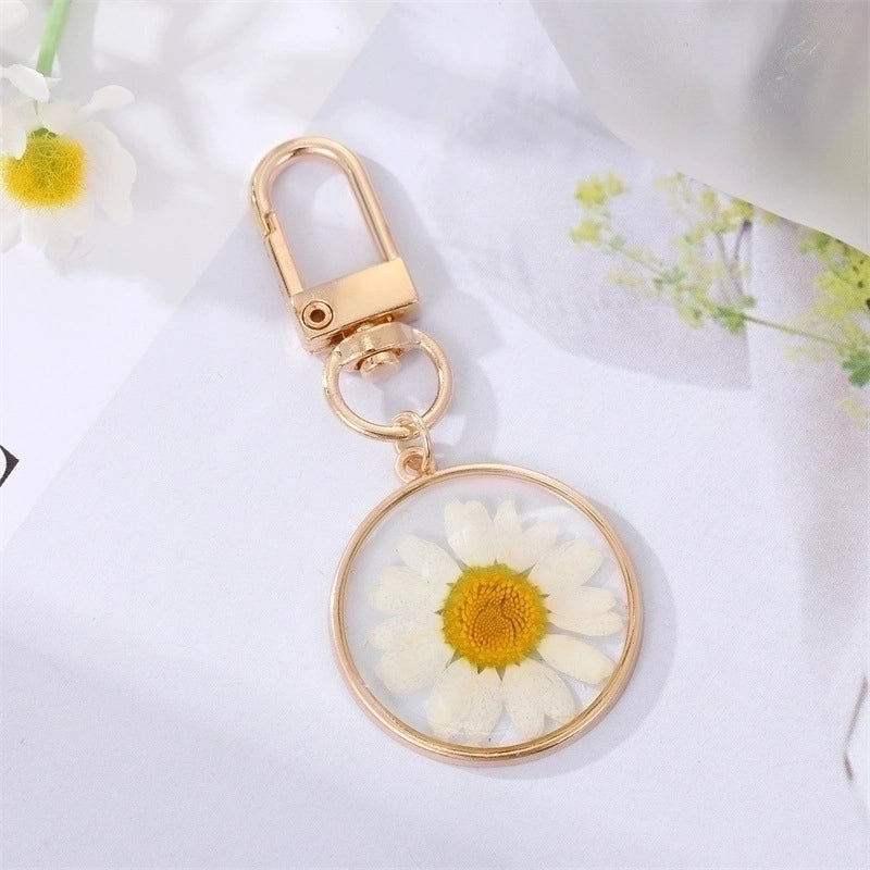 Colorful Oil Mushroom Feather Keychain Dried Flower Leaves Bag Pendant Accessories