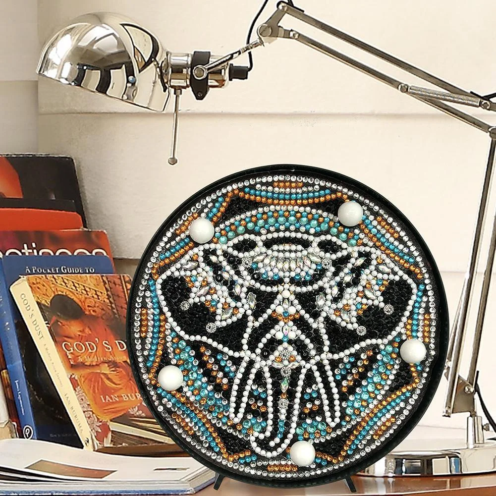 DIY Full Drill Diamond Painting Animal LED Night Lamp Embroidery Home Decor