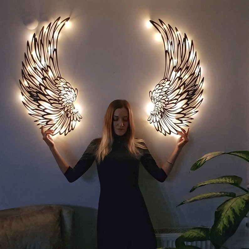 🔥LAST DAY 49% OFF🔥 - 1 PAIR ANGEL WINGS METAL WALL ART WITH LED LIGHTS-🎁GIFT TO HER[BUY 2 FREE SHIPPING]