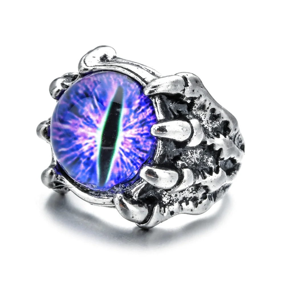 Cifeeo Demon Eye Ring Open Adjustable Domineering Rings Men Punk Hip Hop Finger Rings Jewelry Gift Opening for most Size Fingers